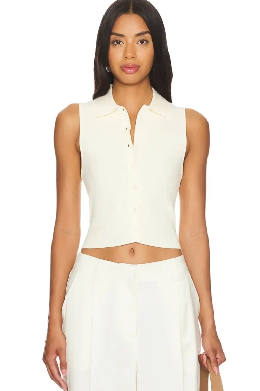 Esti Sleeveless Polo Vest Top