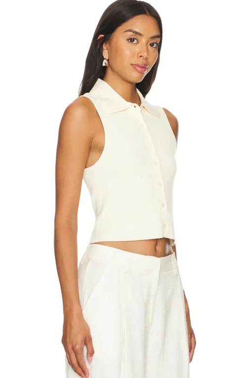 Esti Sleeveless Polo Vest Top
